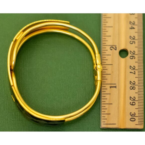 7 inch, Vintage Night Summer Scenery Gold Tone Hinge Bangle - K42 - Picture 3 of 3